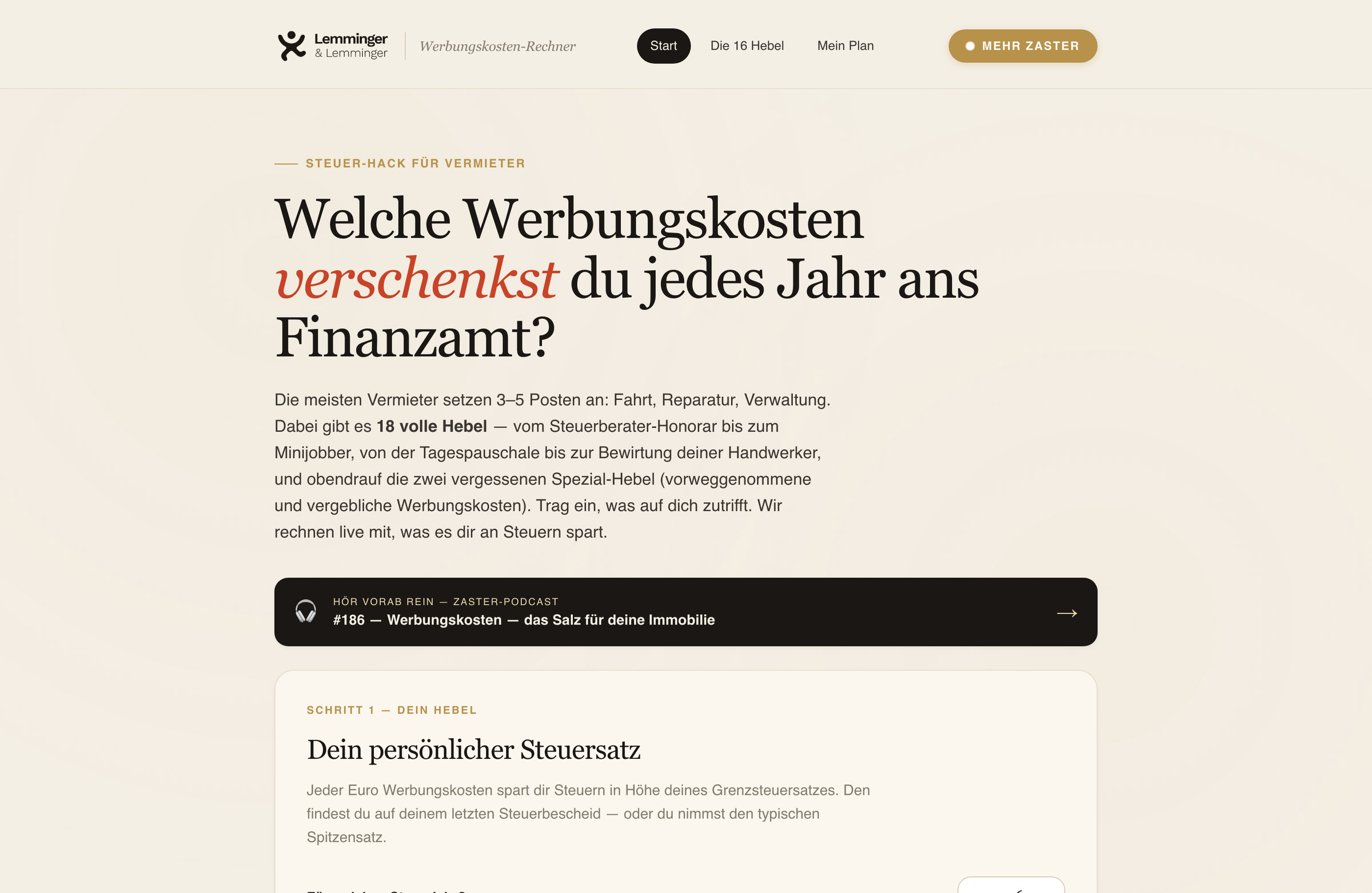 Der Werbungskosten-Rechner