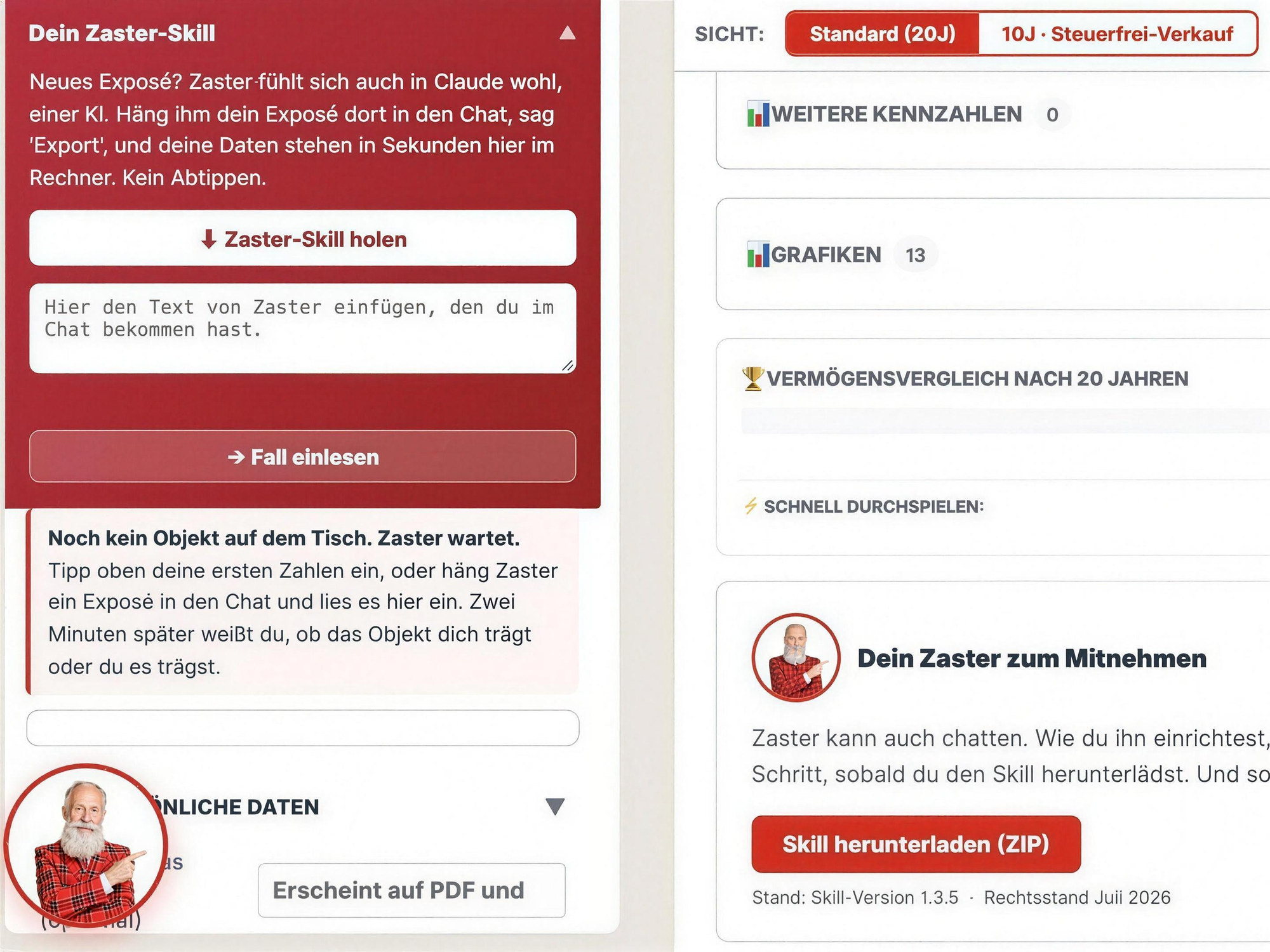 Der Zaster-Skill im Rechner: Fall aus dem Chat einlesen